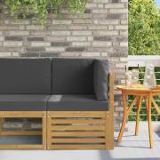 vidaXL Utehörnsoffa Massivt Akaciaträ Vit