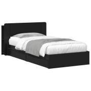 vidaXL Sängram med förvaring Svart 90 x 190 cm Konstruerat trä