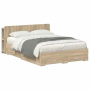 vidaXL Sängram med förvaring Sonoma-ek 150 x 200 cm Konstruerat trä