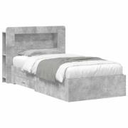 vidaXL Sängram med förvaring Betonggrå 75 x 190 cm Konstruerat trä