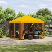 vidaXL Trädgårdsgazebo med sidoväggar 3 x 3 m Gul Polyester och Stål