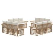 vidaXL Utomhussoffset med kudde 12 pcs Naturlig och Creamvit Polyester