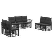 vidaXL Utomhussoffset med kudde 7 pcs Svart och Mörkgrå Polyester