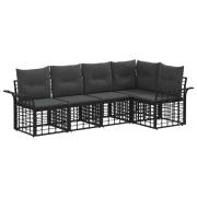 vidaXL Utomhussoffset med kudde 5 pcs Svart och Mörkgrå Polyester