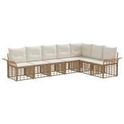vidaXL Utomhussoffset med kudde 7 pcs Naturlig och Creamvit Polyester