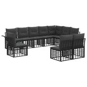 vidaXL Utomhussoffset med kudde 10 pcs Svart och Mörkgrå Polyester
