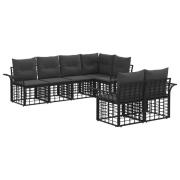 vidaXL Utomhussoffset med kudde 7 pcs Svart och Mörkgrå Polyester