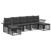 vidaXL Utomhussoffset med kudde 7 pcs Svart och Mörkgrå Polyester