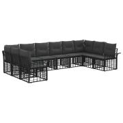 vidaXL Utomhussoffset med kudde 10 pcs Svart och Mörkgrå Polyester