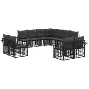 vidaXL Utomhussoffset med kudde 11 pcs Svart och Mörkgrå Polyester