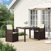 vidaXL Trädgårdsmatstolar 2 pcs Brun och gräddvit PP