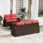 vidaXL Soffset med kudde 6 pcs Brun Polyester