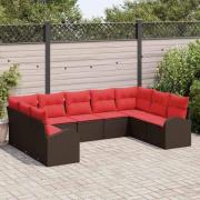 vidaXL Soffset med kudde Brun Poly Rattan