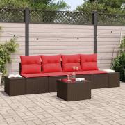 vidaXL Soffset med kudde 5 pcs Brun konstrotting