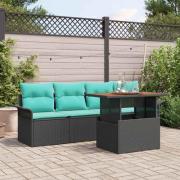 vidaXL Trädgårdsoffset med lagring 5 pcs Svart Poly rattan