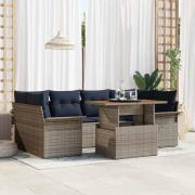 vidaXL Trädgårdsoffset med lagring 7 pcs Grå Poly rattan
