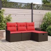 vidaXL Trädgårdsoffset med kudde med lagring 4 pcs Poly rattan