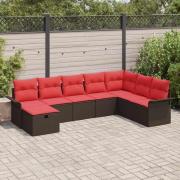 vidaXL Trädgårdsoffset med kudde med lagring 8 pcs Poly rattan
