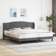 vidaXL Sängram med huvudgavel Mörkgrå 180 x 200 cm Sammet