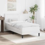 vidaXL Sängram med LED-ljusslingor Vit 100 x 200 cm Konstläder