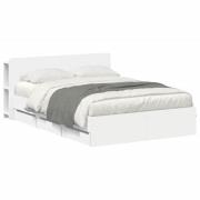 vidaXL Sängram med förvaring Vit 150 x 200 cm Konstruerat trä