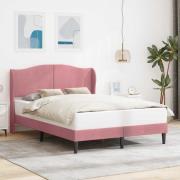 vidaXL Sängram med huvudgavel Rosa 140 x 200 cm Sammet