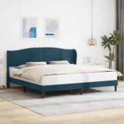 vidaXL Sängram med huvudgavel Blå 200 x 200 cm Sammet