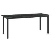 vidaXL Trädgårdsbord svart 190x90x74 cm aluminium och glas