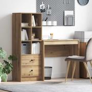 vidaXL Skrivbord med låda med hylla med lagring 2 pcs Artisan Ek