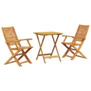 vidaXL Fällbart bistroset 3 pcs Brun Massivt Akaciaträ