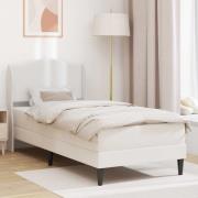 vidaXL Sängram med huvudgavel Vit 90 x 190 cm Konstläder