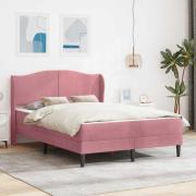 vidaXL Sängram med huvudgavel Rosa 160 x 200 cm Sammet