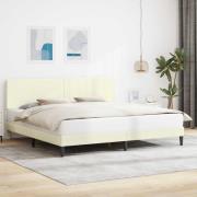 vidaXL Sängram med huvudgavel Gräddvit 180 x 200 cm Kordread tyg