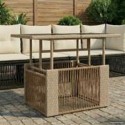 vidaXL Trädgårdsbord Beige 100 x 55 x 37 cm PE Rattan och Glas