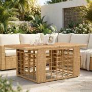vidaXL Trädgårdsbord Naturlig 100 x 55 x 37 cm PE Rattan och Glas
