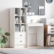 vidaXL Skrivbord med låda med hylla med lagring 2 pcs Vit