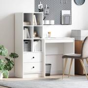vidaXL Skrivbord med låda med hylla med lagring 2 pcs Vit