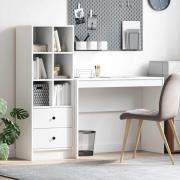 vidaXL Skrivbord med låda med hylla med lagring 2 pcs Vit