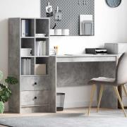 vidaXL Skrivbord med låda 2 pcs Betonggrå