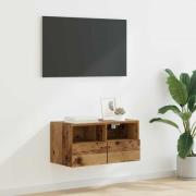 vidaXL TV Vägghylla Gammalt trä 60 x 30 x 30 cm Konstruerat trä