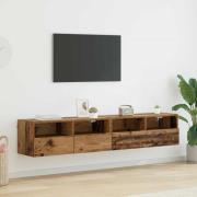 vidaXL TV-väggskåp 2 pcs Gammalt trä 80 x 30 x 30 cm Konstruerat trä