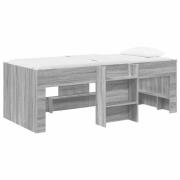 vidaXL Barns hög sängram 2 pcs Grå Sonoma 90 x 200 cm Konstruerat trä
