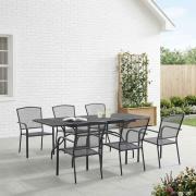 vidaXL Trädgårdsmöbelset 7 pcs Antracit 212 x 90 x 76 cm Nät och Stål
