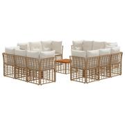 vidaXL Utomhussoffset 13 pcs Naturlig och Creamvit Polyester
