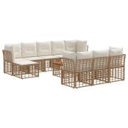 vidaXL Utomhussoffset 11 pcs Naturlig och Creamvit Polyester