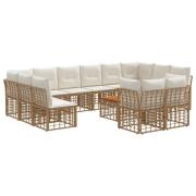 vidaXL Utomhussoffset 13 pcs Naturlig och Creamvit Polyester