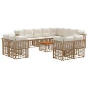 vidaXL Utomhussoffset 13 pcs Naturlig och Creamvit Polyester