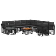vidaXL Utomhussoffset 12 pcs Svart och Mörkgrå Polyester