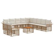 vidaXL Utomhussoffset 12 pcs Naturlig och Creamvit Polyester