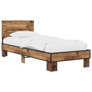 vidaXL Sängram med huvudgavel Gammalt trä 80 x 200 cm Konstruerat trä